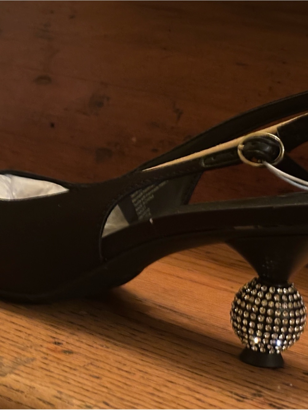 a new day Black Slingback Ruth Heels with Crystal Ball Heel